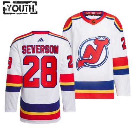 Lapsille NHL New Jersey Devils Pelipaita Damon Severson 28 Adidas 2022-23 Reverse Retro 2.0 Valkoinen Authentic